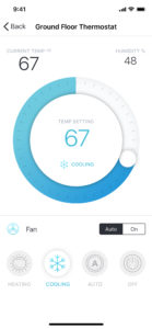 thermostat control on the abode app